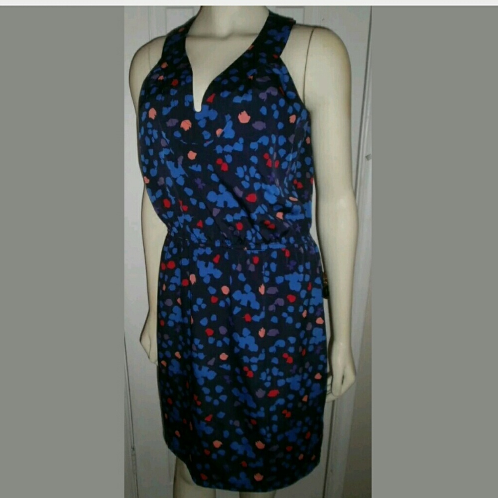 Ann Taylor Loft Blue Geometric Print sz 4 DRESS